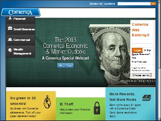 Web site www.comerica.com, Comerica Bank